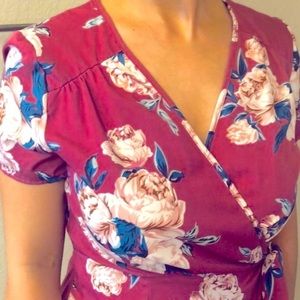 Live 4 truth | Dark Pink floral wrap maxi dress